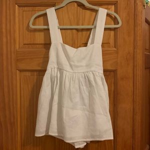 Dissh Brisa White Linen Babydoll Top, US 2